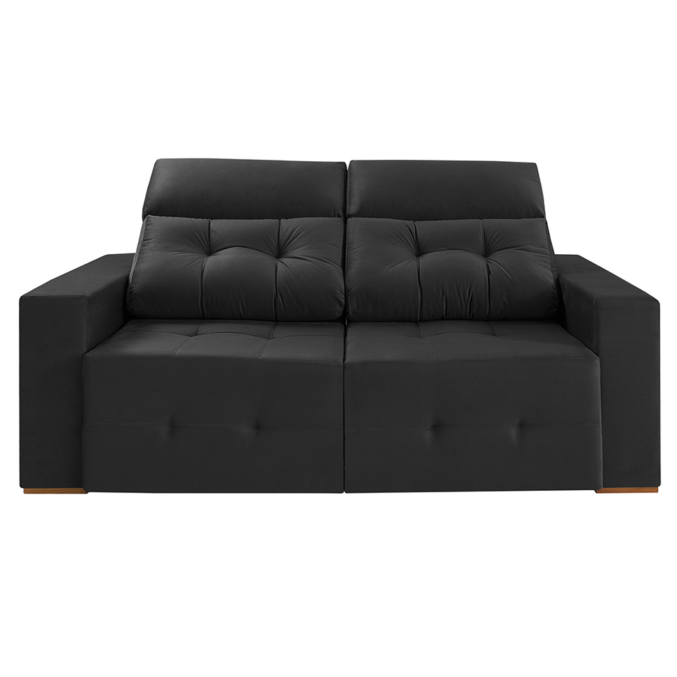 Sofá 3 Lugares Retrátil e Reclinável Roma Suede Grafite 210 cm