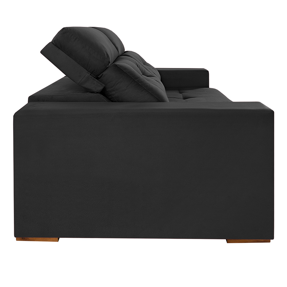 Sofá 3 Lugares Retrátil e Reclinável Roma Suede Grafite 210 cm