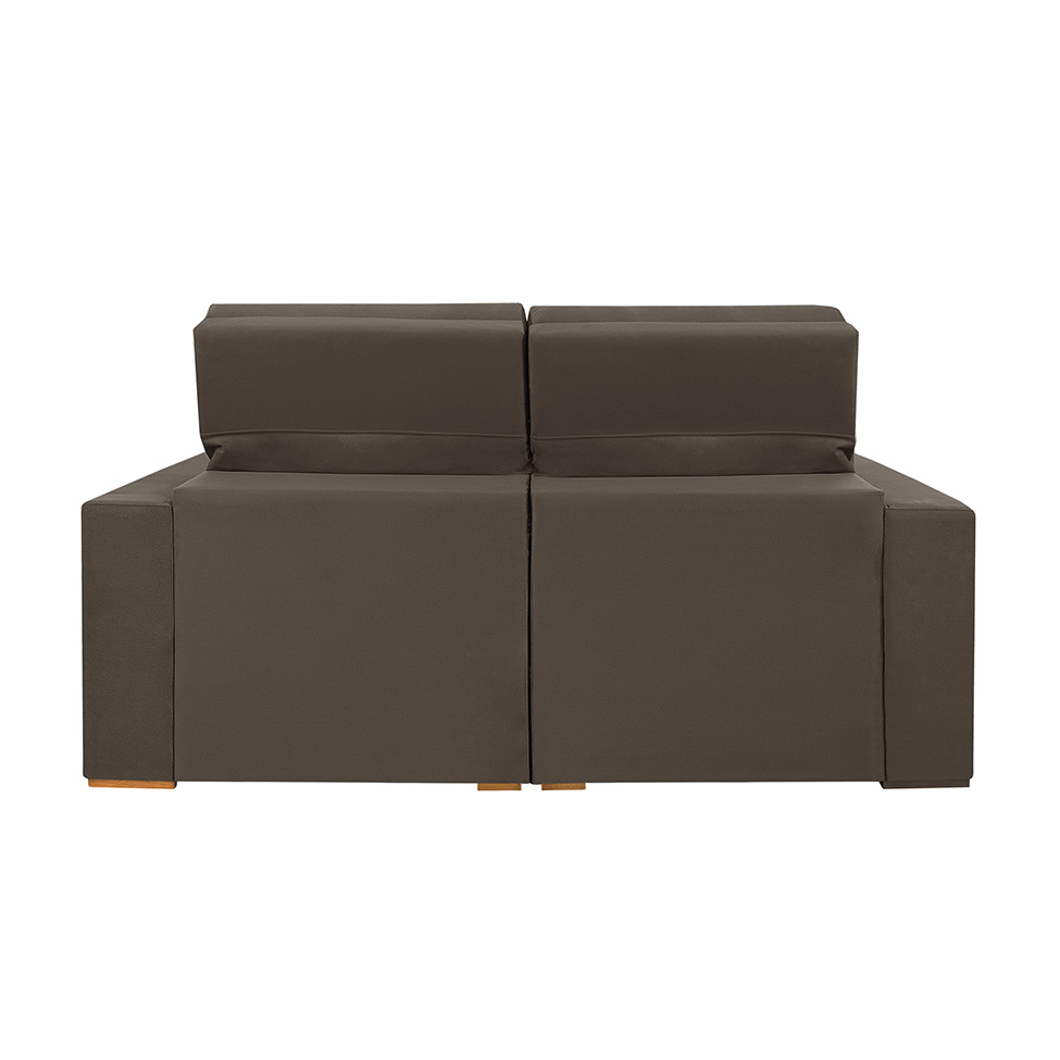 Sofá 3 Lugares Retrátil e Reclinável Roma Suede Marrom 180 cm