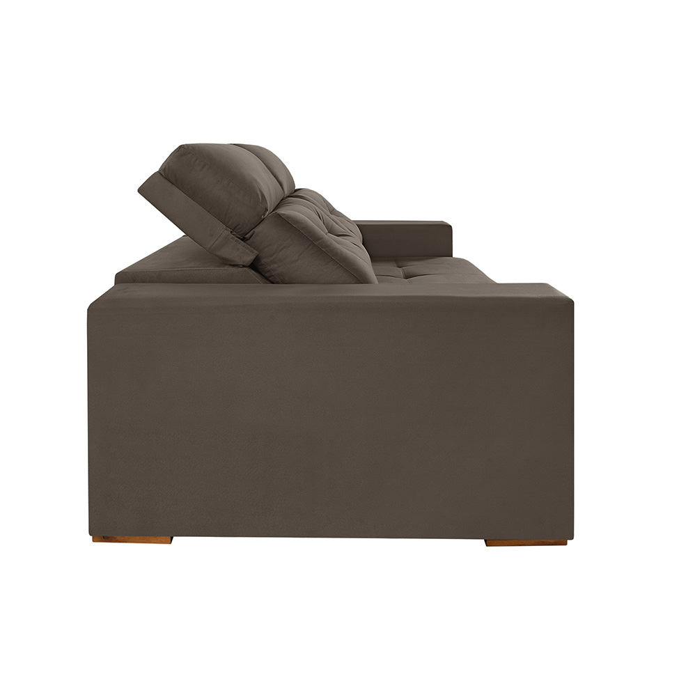 Sofá 3 Lugares Retrátil e Reclinável Roma Suede Marrom 180 cm