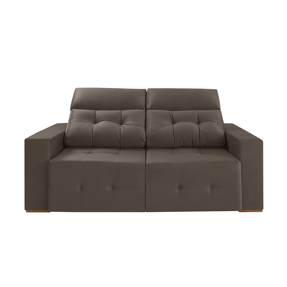 Sofá 3 Lugares Retrátil e Reclinável Roma Suede Marrom 180 cm