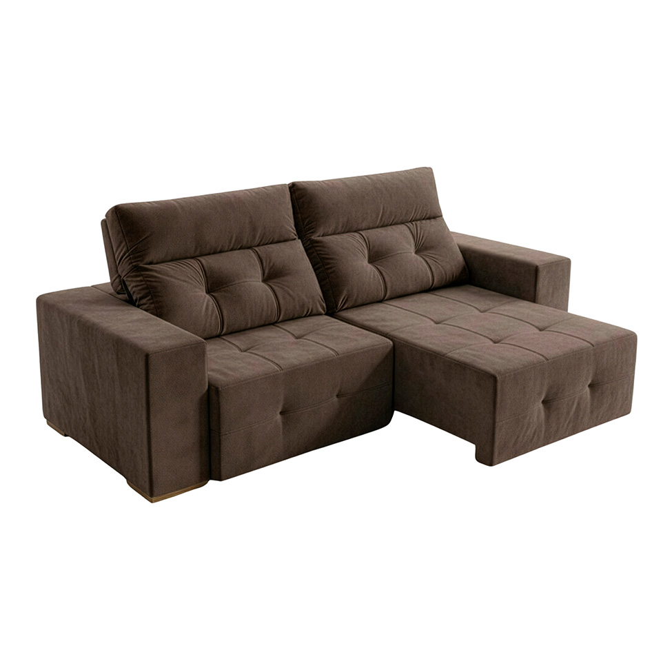 Sofá 3 Lugares Retrátil e Reclinável Roma Suede Marrom 180 cm