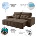 Sofá 3 Lugares Retrátil e Reclinável Roma Suede Marrom 180 cm