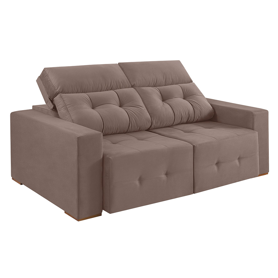 Sofá 3 Lugares Retrátil e Reclinável Roma Suede Marrom 180 cm