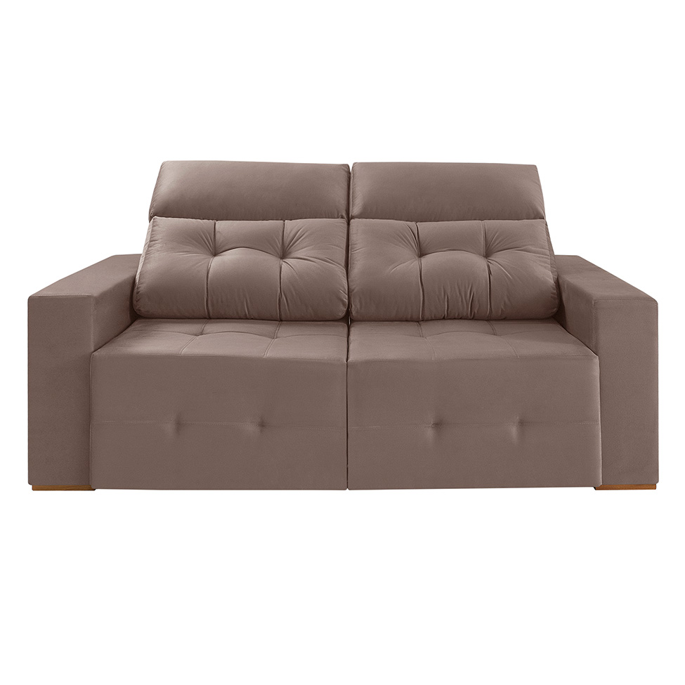 Sofá 3 Lugares Retrátil e Reclinável Roma Suede Marrom 180 cm