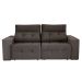 Sofá 3 Lugares Retrátil e Reclinável Roma Suede Marrom Escuro