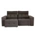 Sofá 3 Lugares Retrátil e Reclinável Roma Suede Marrom Escuro