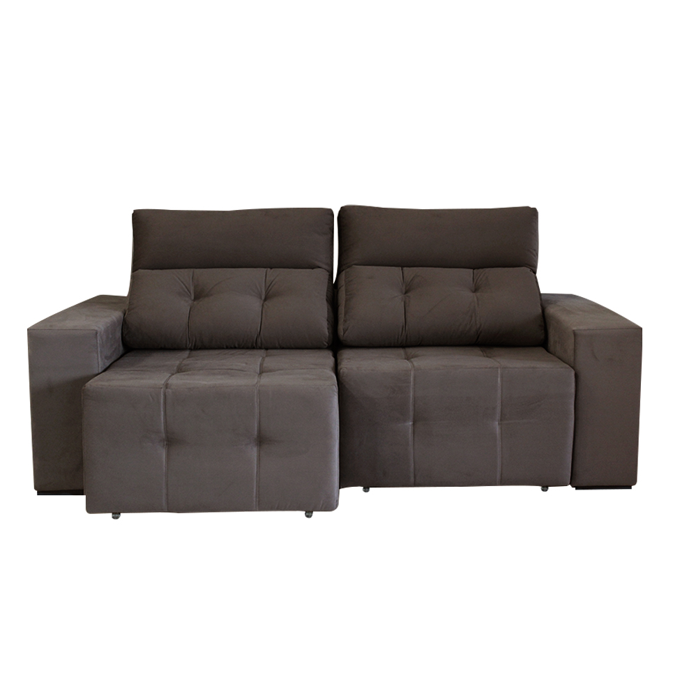 Sofá 3 Lugares Retrátil e Reclinável Roma Suede Marrom Escuro