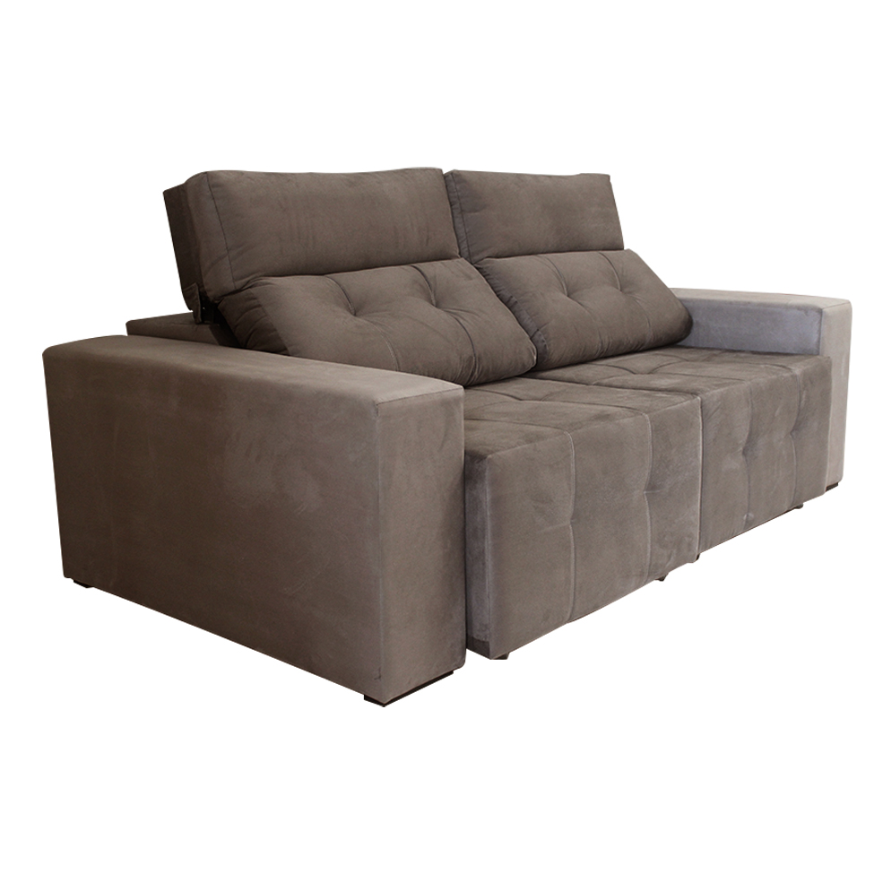 Sofá 3 Lugares Retrátil e Reclinável Roma Suede Marrom Escuro