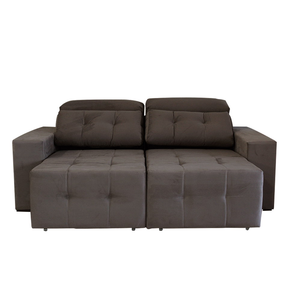 Sofá 3 Lugares Retrátil e Reclinável Roma Suede Marrom Escuro