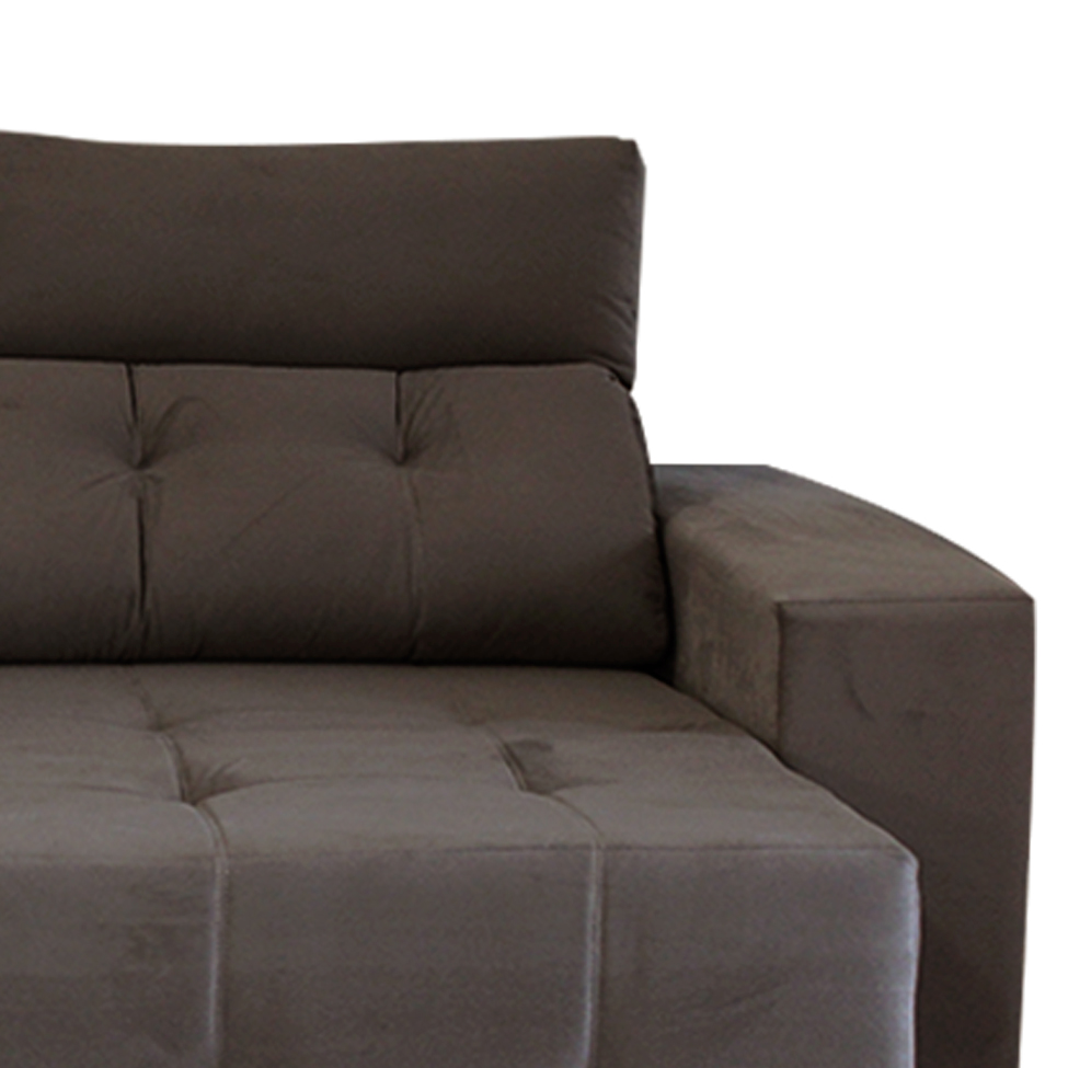 Sofá 3 Lugares Retrátil e Reclinável Roma Suede Marrom Escuro