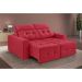 Sofá 3 Lugares Retrátil e Reclinável Roma Suede Vermelho 180 cm