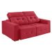 Sofá 3 Lugares Retrátil e Reclinável Roma Suede Vermelho 180 cm
