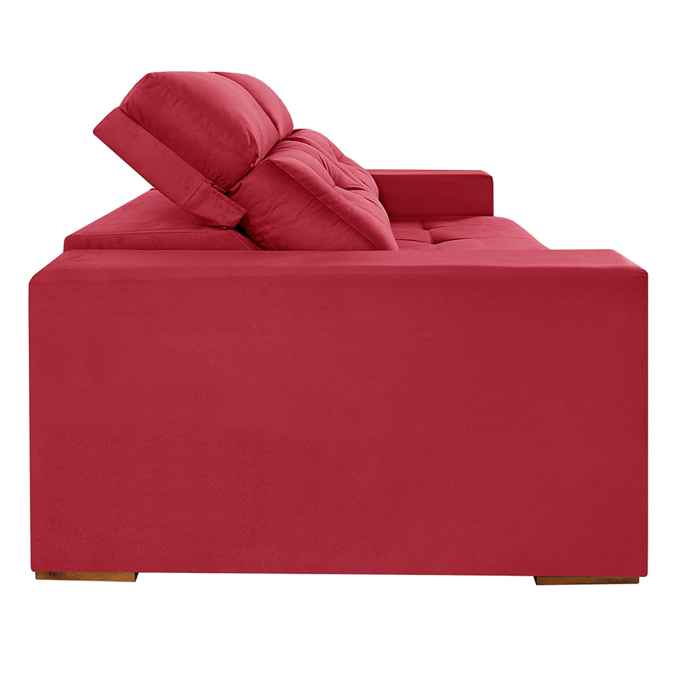 Sofá 3 Lugares Retrátil e Reclinável Roma Suede Vermelho 180 cm
