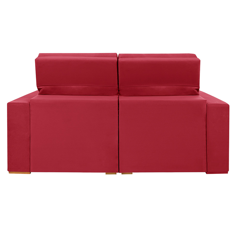 Sofá 3 Lugares Retrátil e Reclinável Roma Suede Vermelho 180 cm
