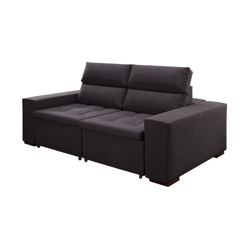 Sofá 3 Lugares Retrátil e Reclinável Spencer Veludo Grafite 220 cm