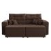 Sofá 3 Lugares Retrátil e Reclinável Tulum Suede Marrom 180 cm