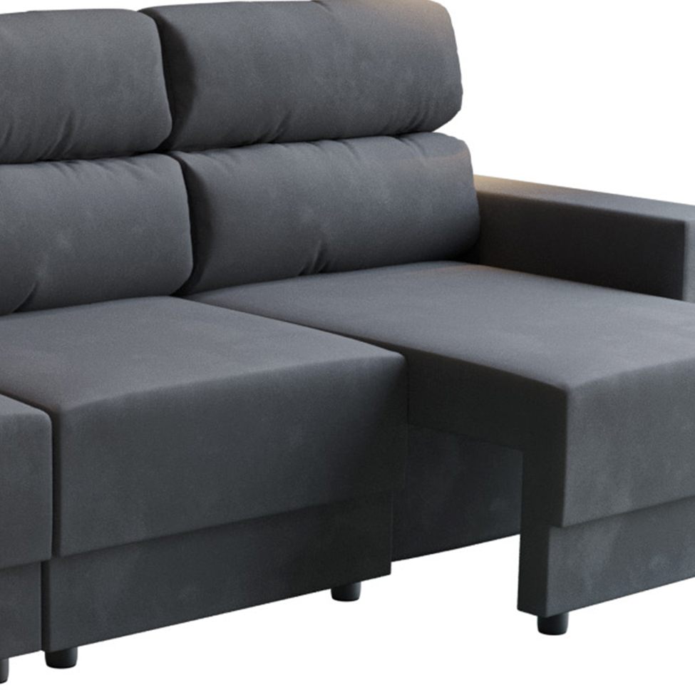 Sofá 3 Lugares Retrátil e Reclinável Videira Suede Grafite 210 cm