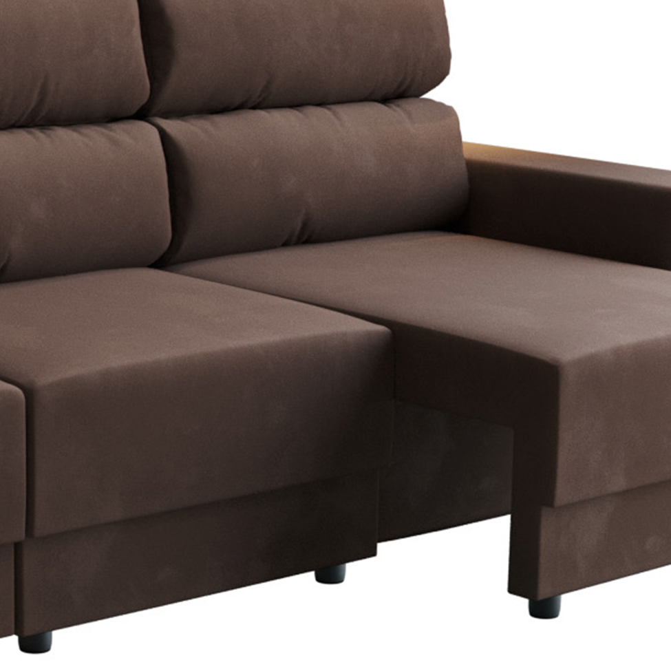 Sofá 3 Lugares Retrátil e Reclinável Videira Suede Marrom 210 cm