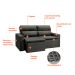 Sofá 3 Lugares Retrátil e Reclinavél Hanôver Suede Grafite 180 cm
