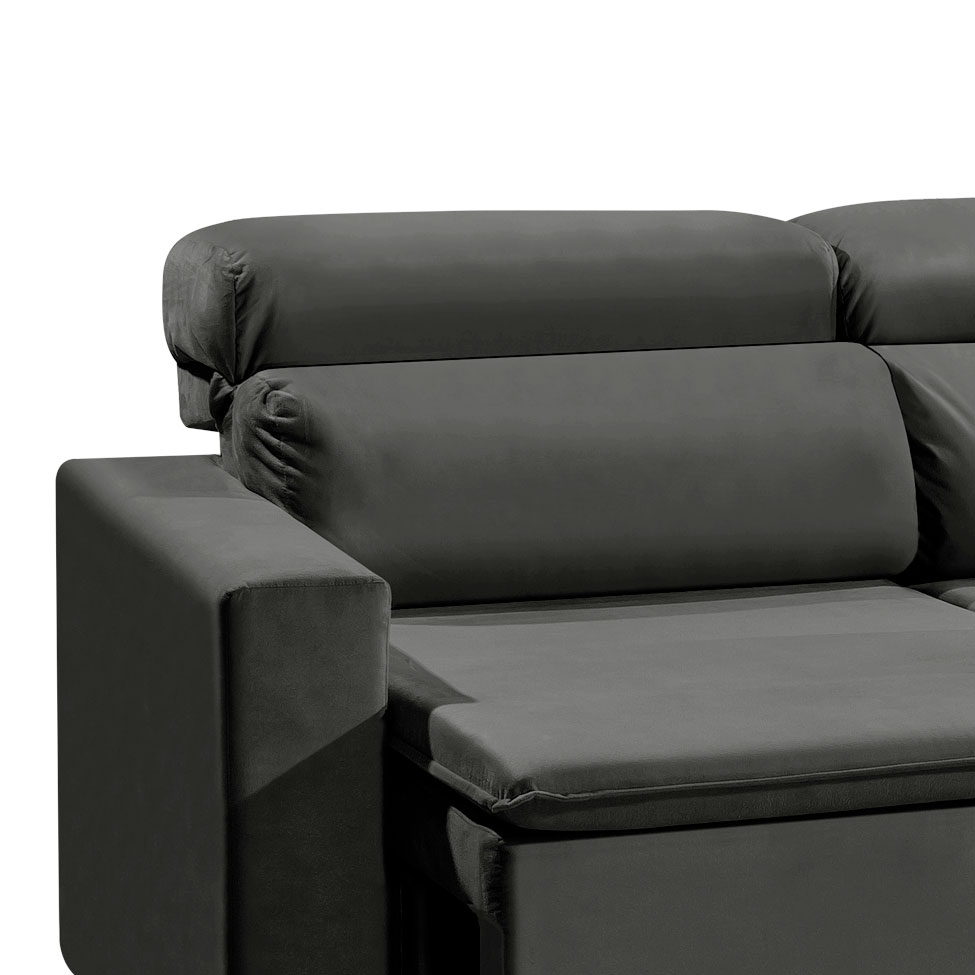Sofá 3 Lugares Retrátil e Reclinavél Hanôver Suede Grafite 180 cm