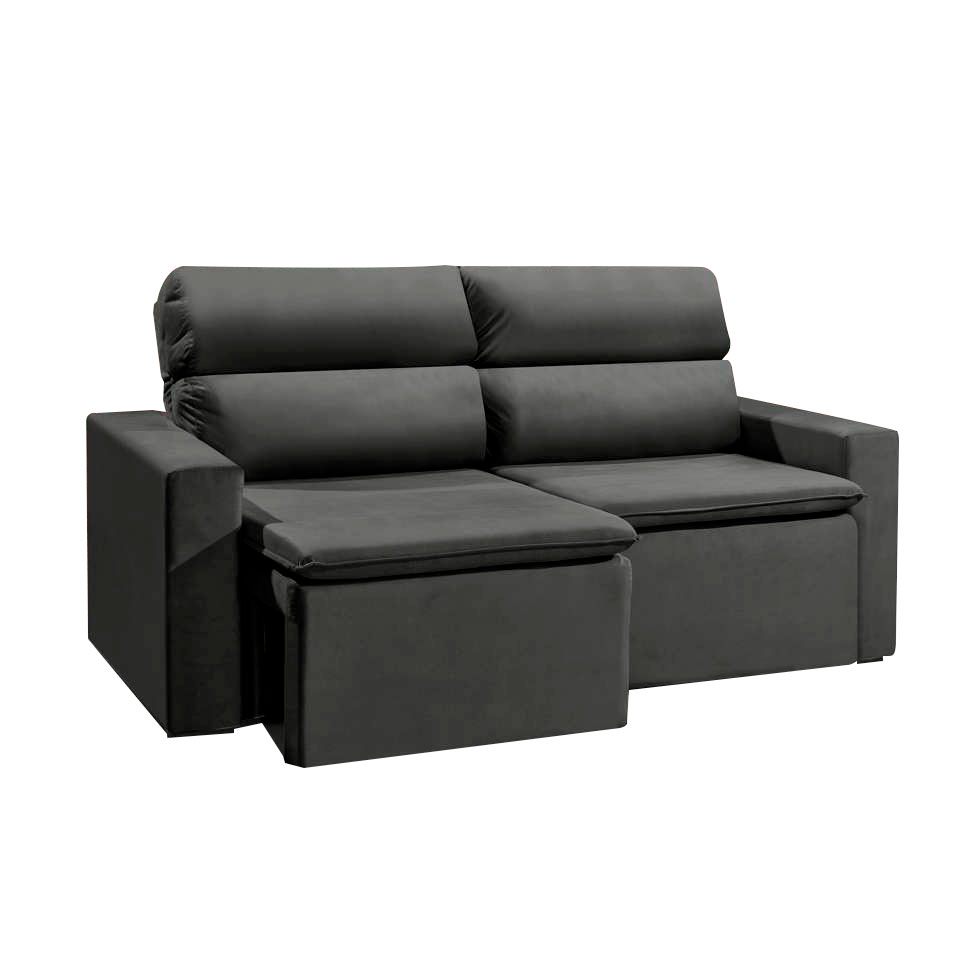 Sofá 3 Lugares Retrátil e Reclinavél Hanôver Suede Grafite 180 cm
