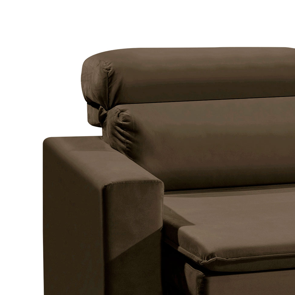 Sofá 3 Lugares Retrátil e Reclinavél Hanôver Suede Marrom 180 cm