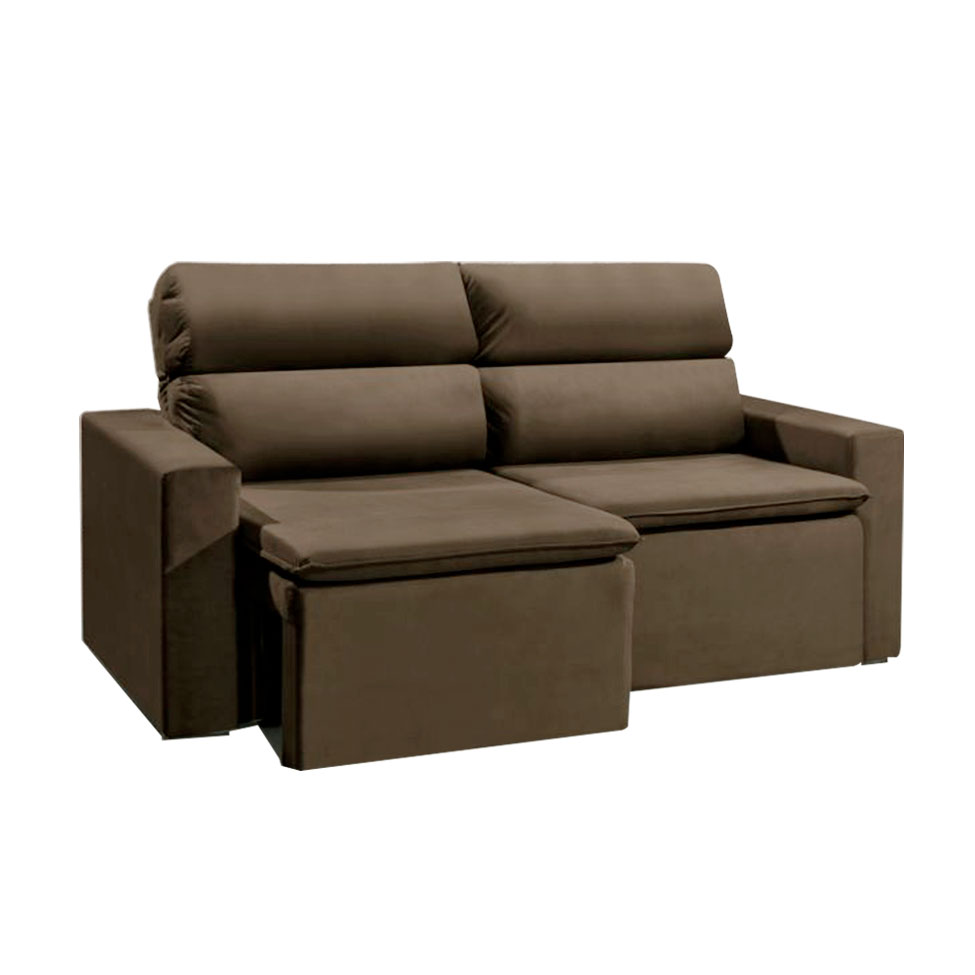 Sofá 3 Lugares Retrátil e Reclinavél Hanôver Suede Marrom 180 cm