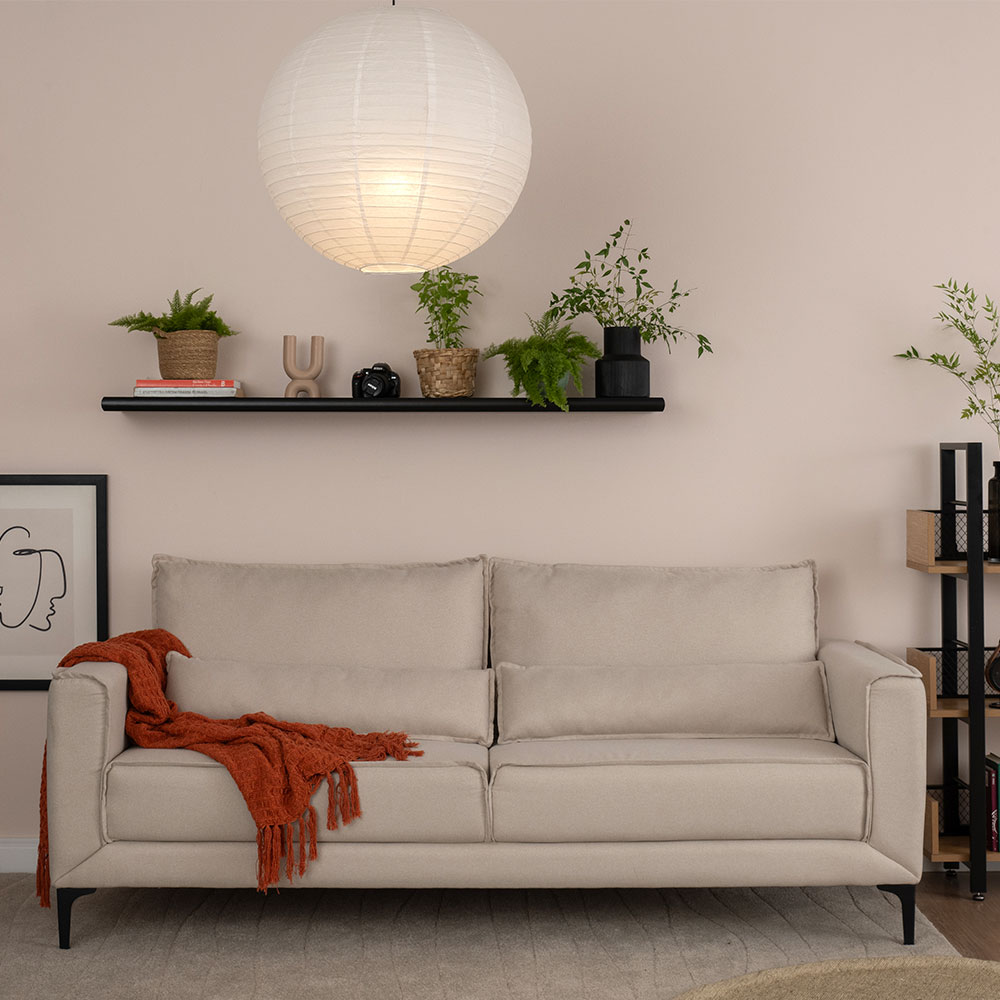 Sofá 3 Lugares Versatti Linho Bege 210 cm
