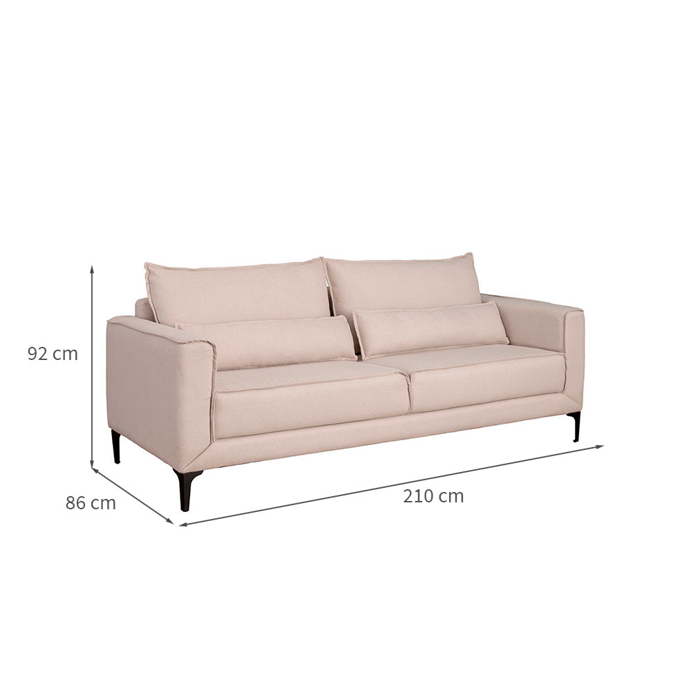 Sofá 3 Lugares Versatti Linho Bege 210 cm