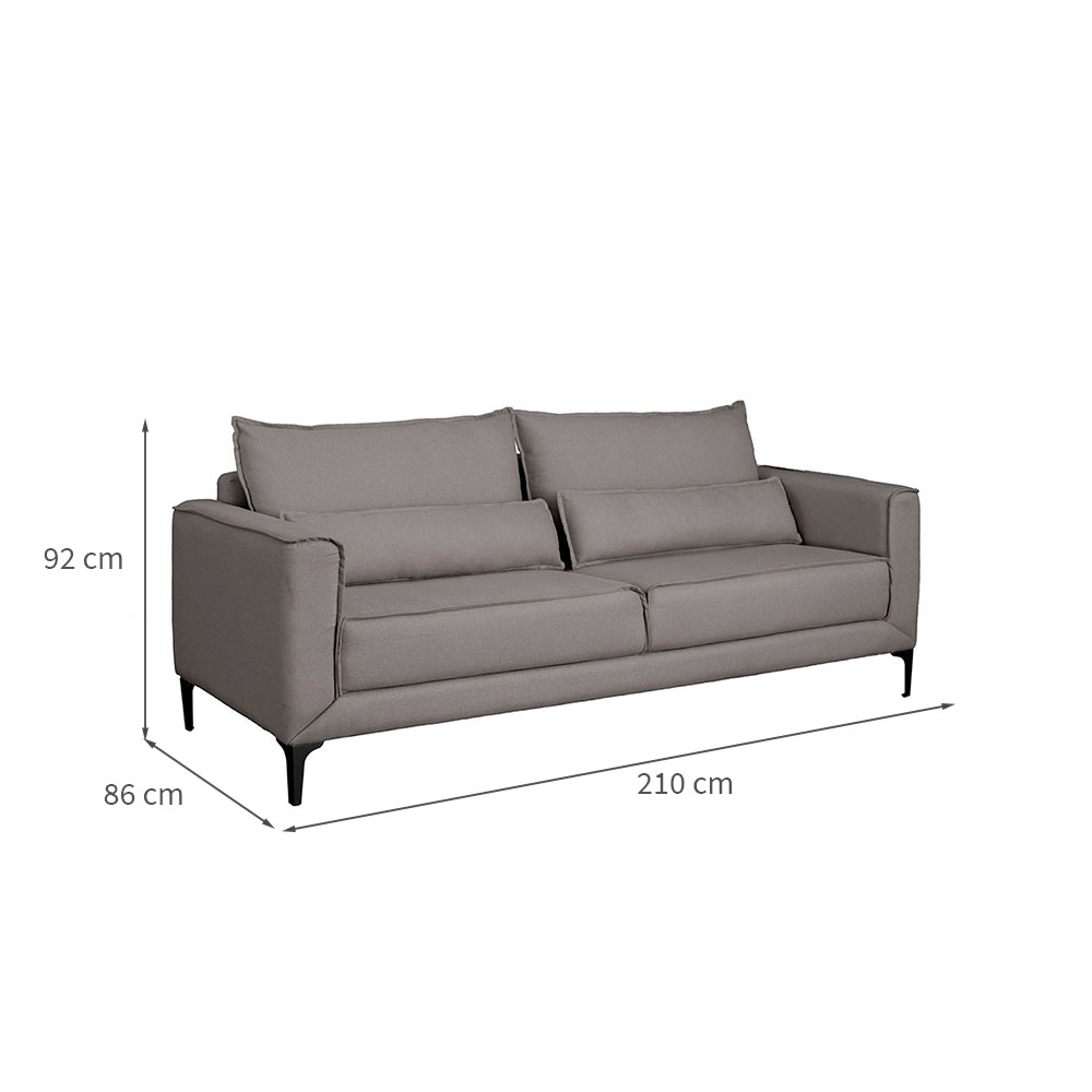 Sofá 3 Lugares Versatti Linho Cinza 210 cm