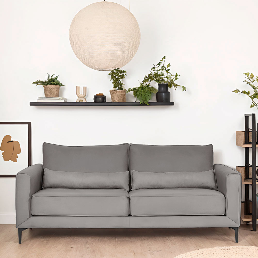 Sofá 3 Lugares Versatti Suede Cinza 210 cm
