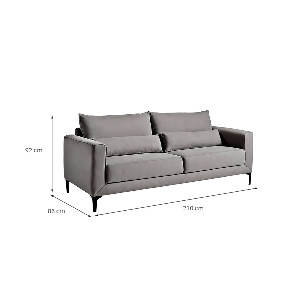 Sofá 3 Lugares Versatti Suede Cinza 210 cm