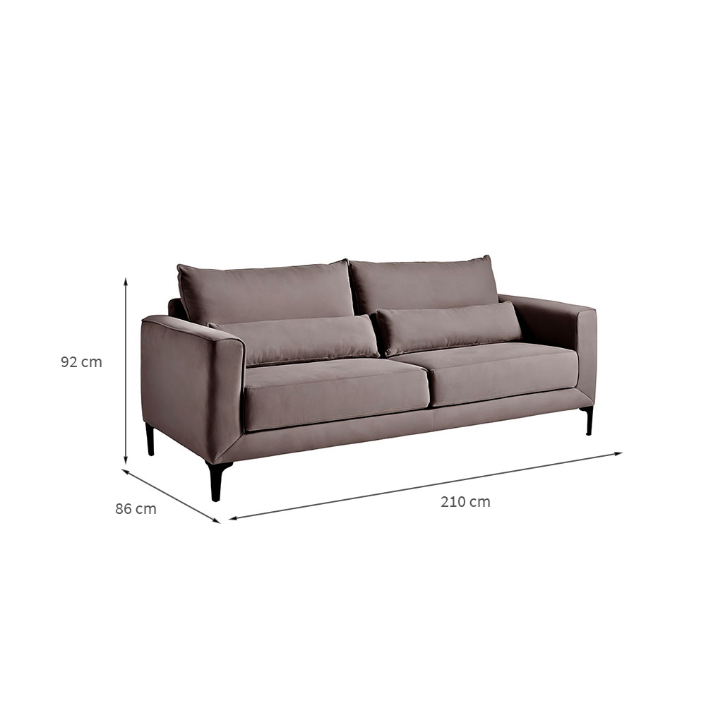 Sofá 3 Lugares Versatti Suede Marrom 210 cm