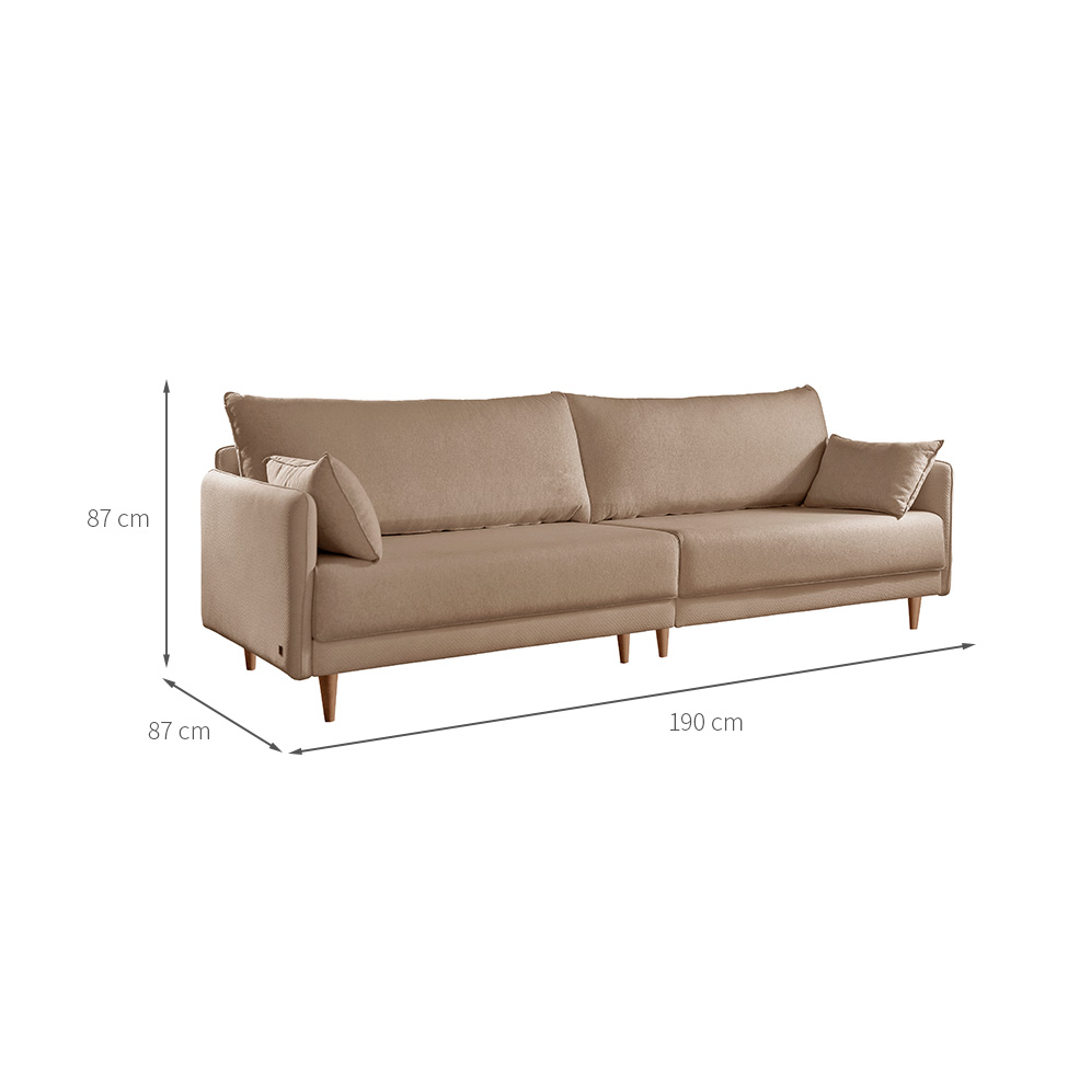 Sofá 3 Lugares Vittro Linho Bege 190 cm