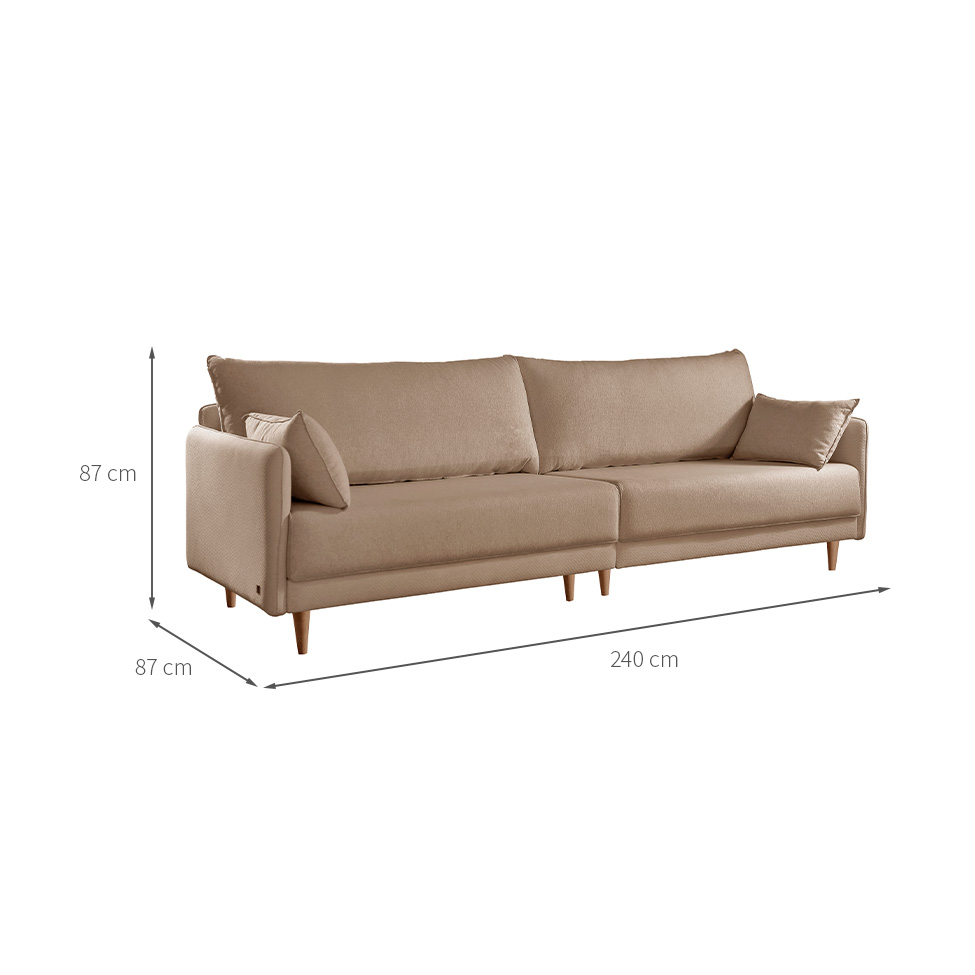 Sofá 3 Lugares Vittro Linho Bege 240 cm