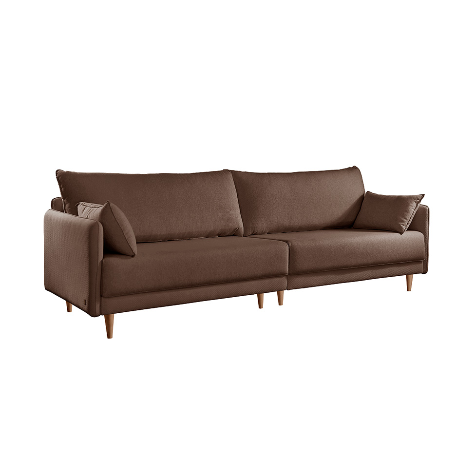 Sofá 3 Lugares Vittro Linho Marrom 220 cm
