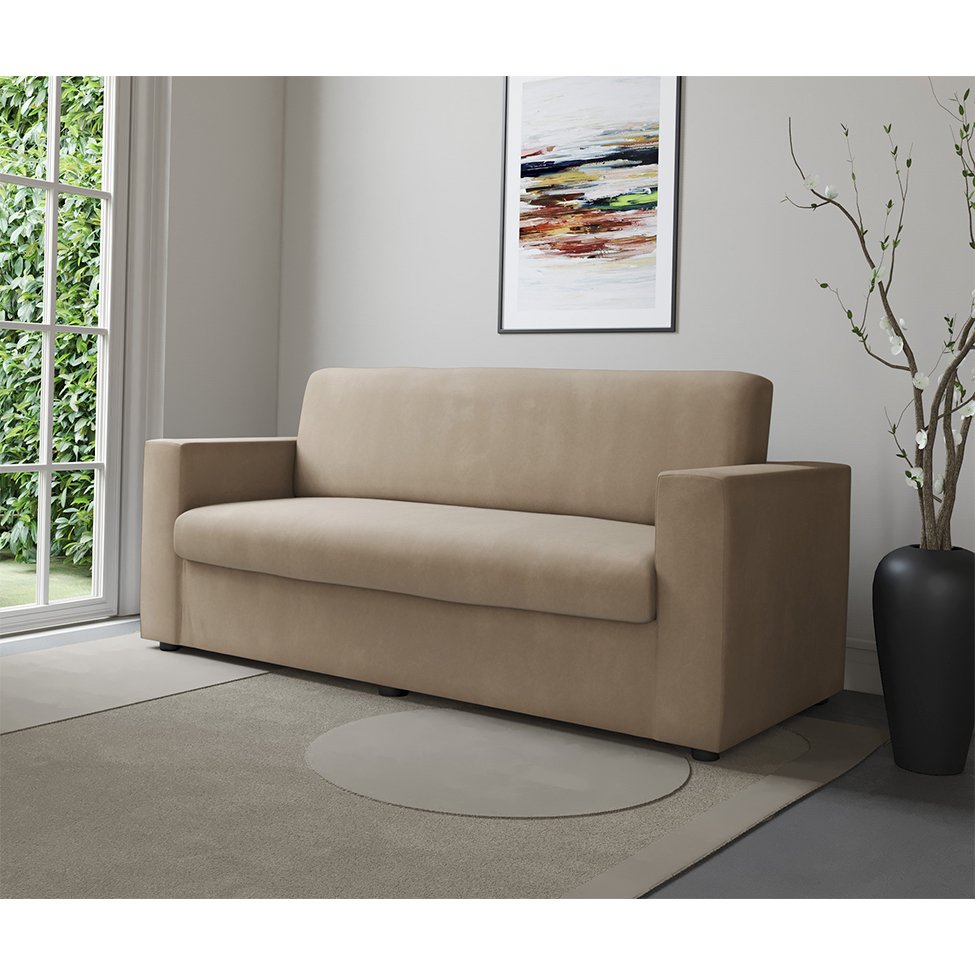 Sofá 3 Lugares Zoy Suede Bege