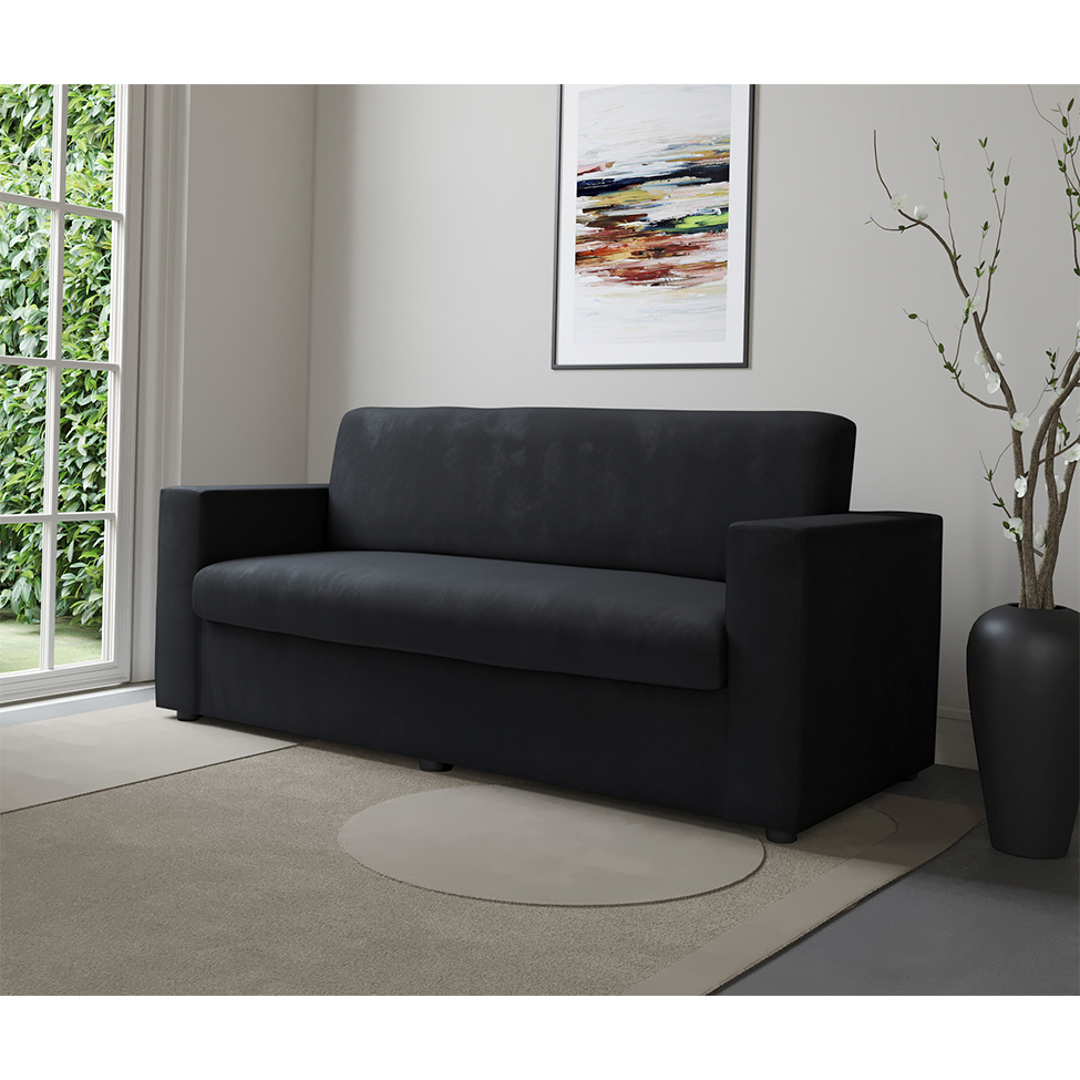 Sofá 3 Lugares Zoy Suede Preto