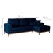 Sofá 4 Lugares Belgrado com Chaise Direito Linho Azul Marinho 250 cm