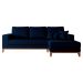Sofá 4 Lugares Belgrado com Chaise Direito Linho Azul Marinho 250 cm