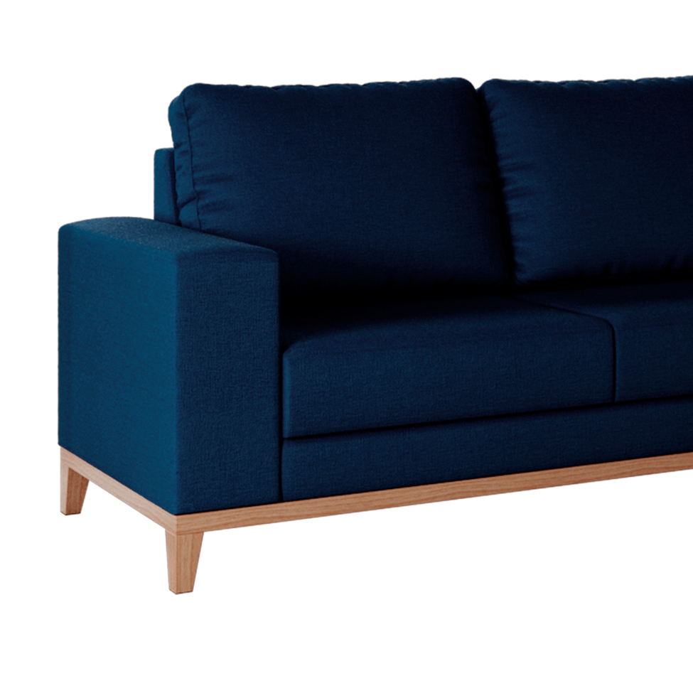 Sofá 4 Lugares Belgrado com Chaise Direito Linho Azul Marinho 250 cm