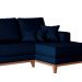 Sofá 4 Lugares Belgrado com Chaise Direito Linho Azul Marinho 250 cm