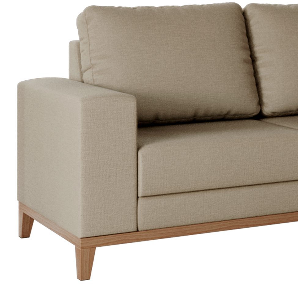Sofá 4 Lugares Belgrado com Chaise Direito Linho Bege 250 cm