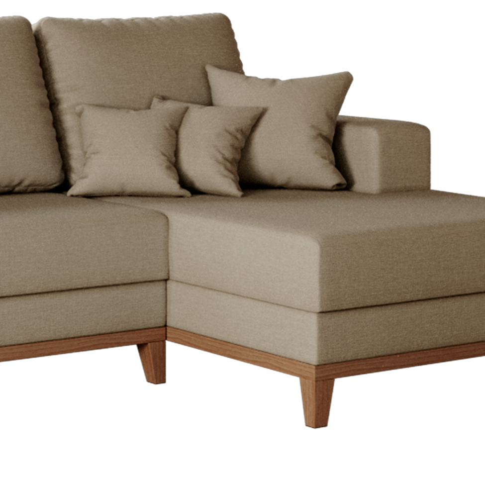 Sofá 4 Lugares Belgrado com Chaise Direito Linho Bege 250 cm