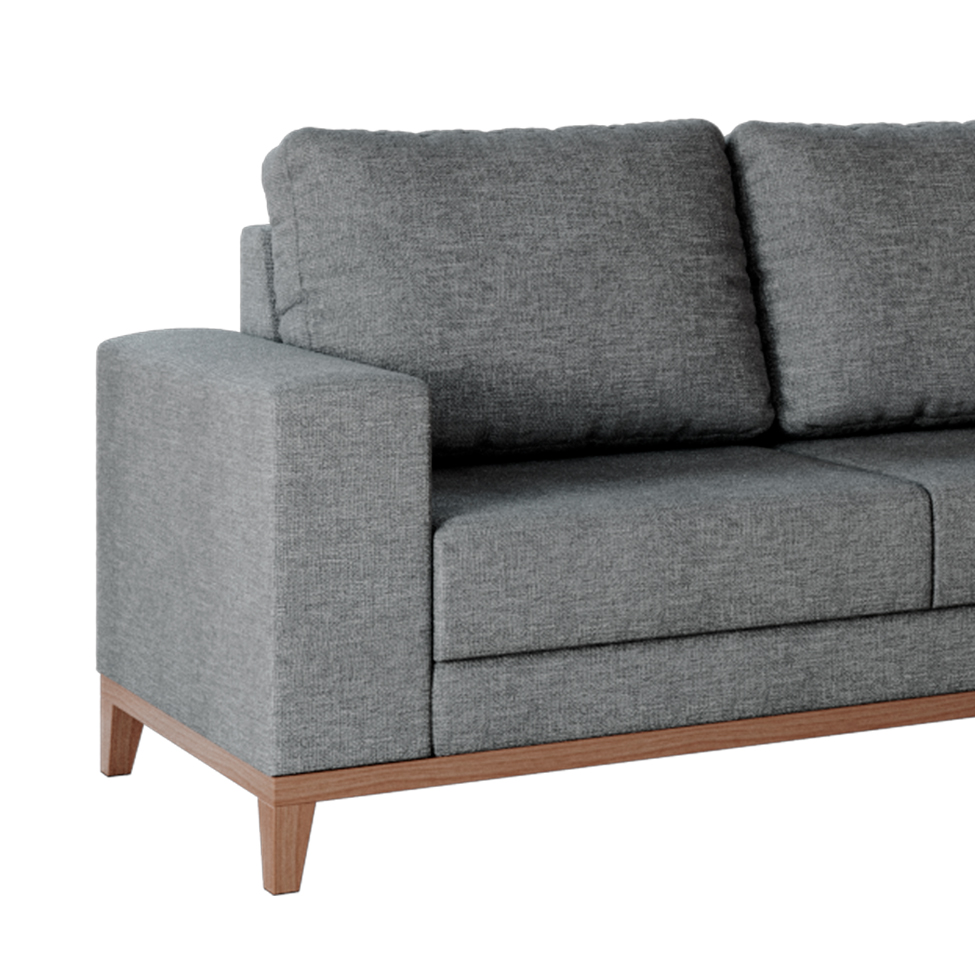 Sofá 4 Lugares Belgrado com Chaise Direito Linho Cinza 250 cm