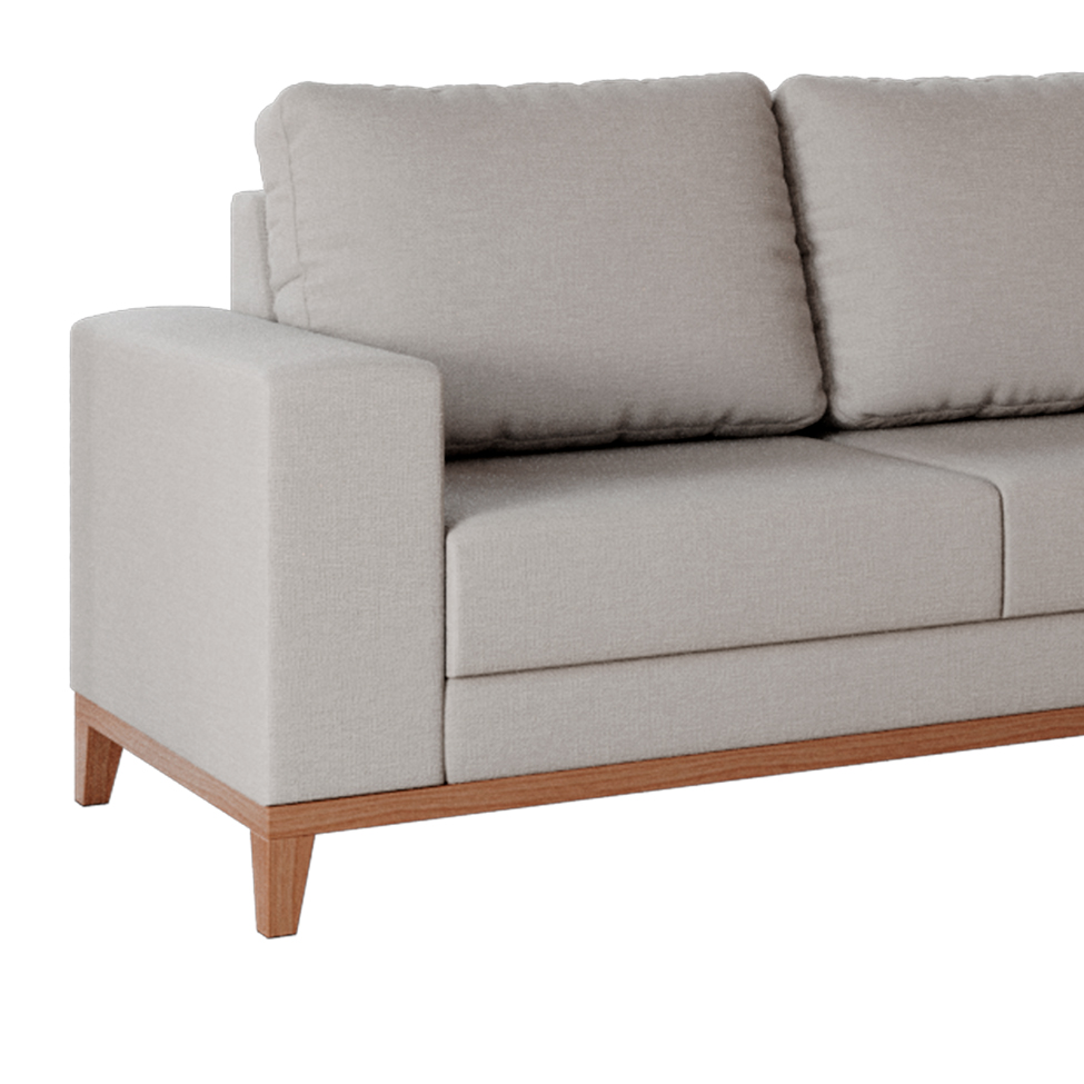 Sofá 4 Lugares Belgrado com Chaise Direito Linho Cru 250 cm