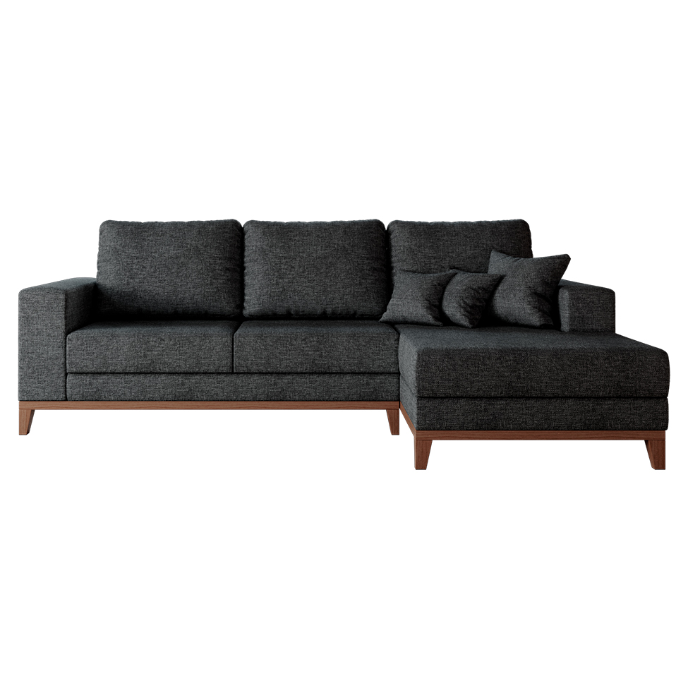 Sofá 4 Lugares Belgrado com Chaise Direito Linho Grafite 250 cm