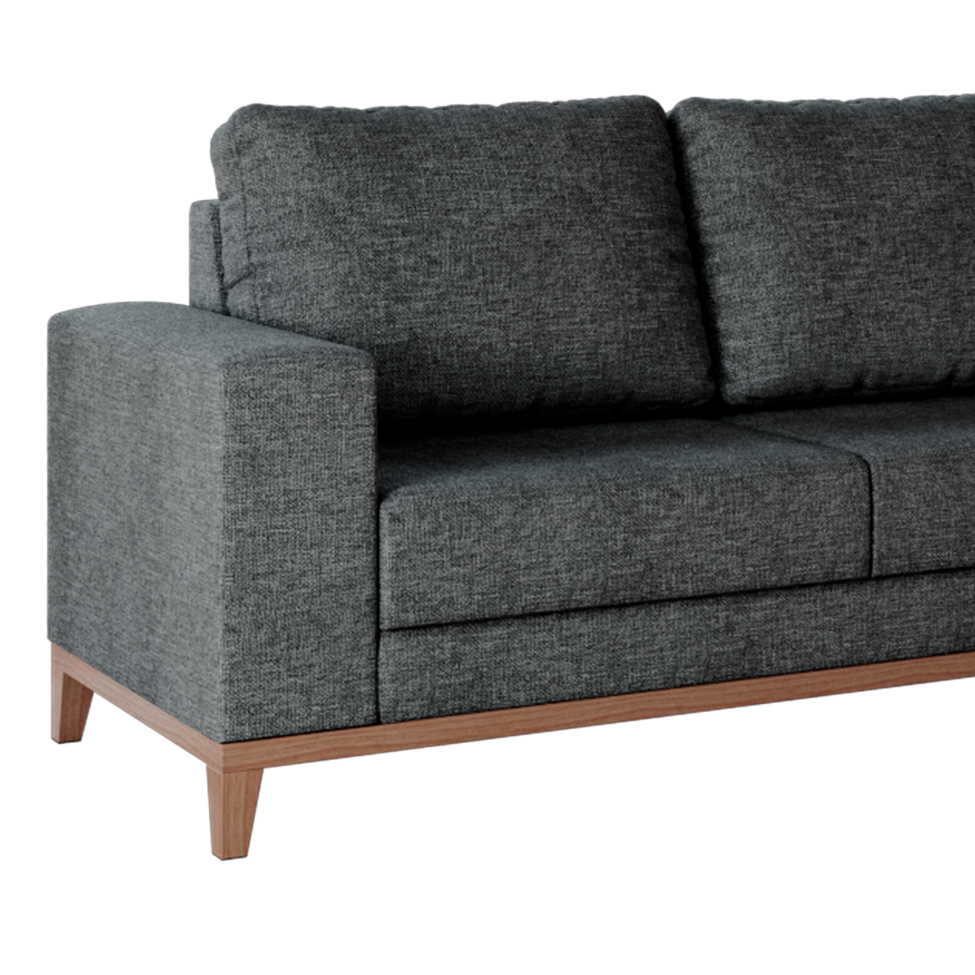 Sofá 4 Lugares Belgrado com Chaise Direito Linho Grafite 250 cm