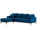 Sofá 4 Lugares Beny Com Chaise Esquerdo Linho Azul Marinho